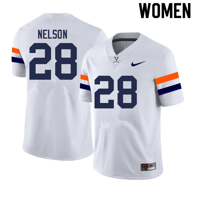 Women #28 Brenton Nelson Virginia Cavaliers College Football Jerseys Sale-White